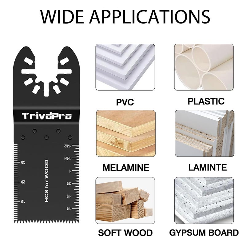 TrivdPro 200Pcs Oscillating Tool Blades Professional Universal Oscillating Saw Blades Wood Multitool Blades Compatible with Dewalt, Milwaukee, Ryobi, Rockwell, Bosch - Image 4